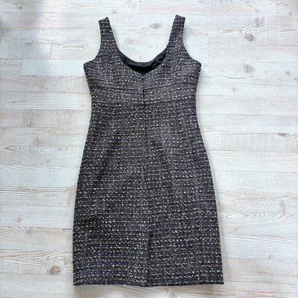 Boston Proper Tweed Jewel Sleeveless Shift‎ Dress | Black/Gold 6 - Picture 6 of 11